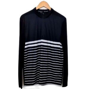NEW Men's Levelwear Black and White Long Sleeve Athletic Shirt with Stripes M